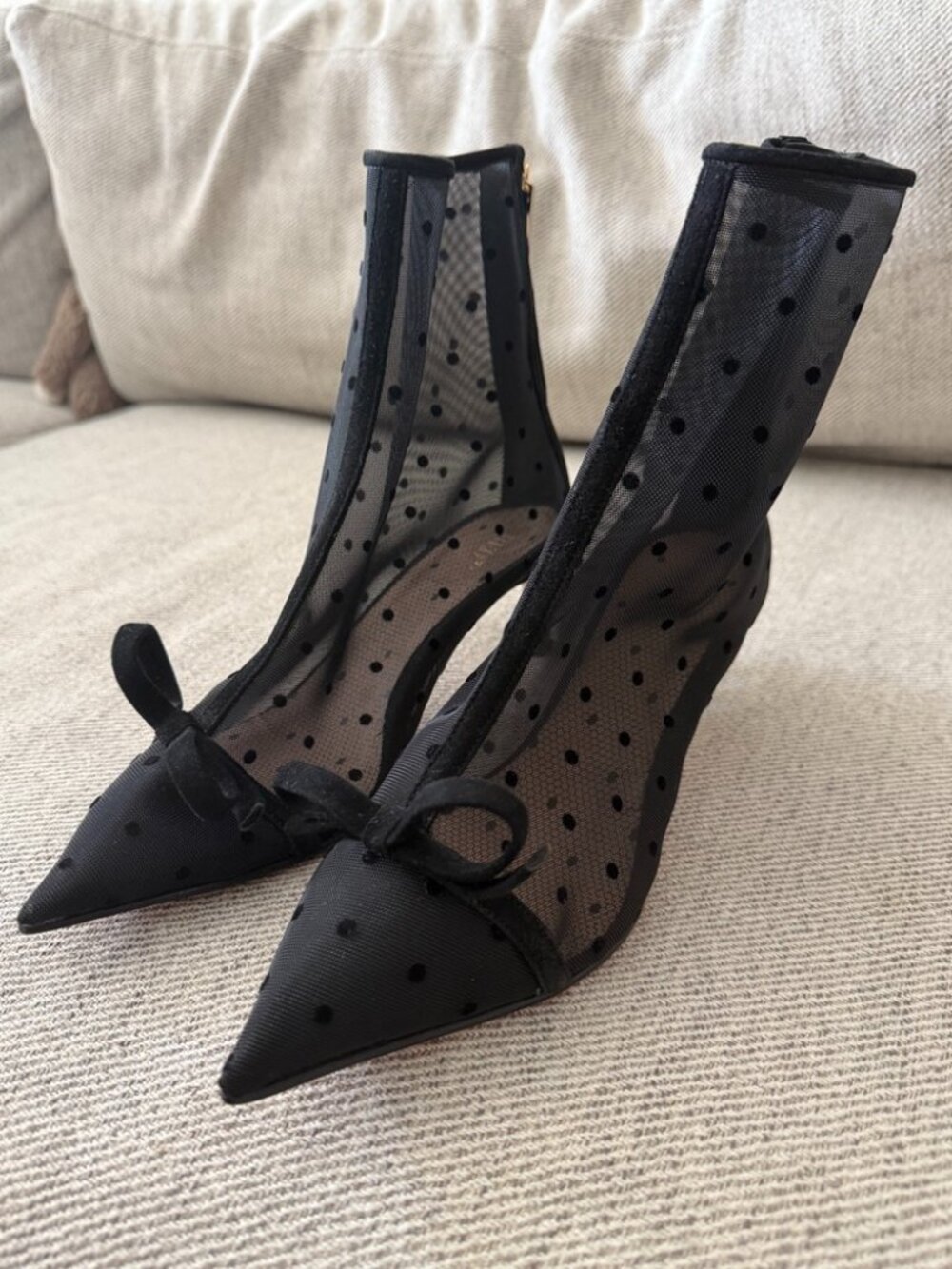 Valentino Polka Dot Mesh Ankle Boots